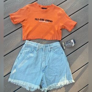 Vintage Ralph Lauren shirt made into a crop top fill fit size small loosely.